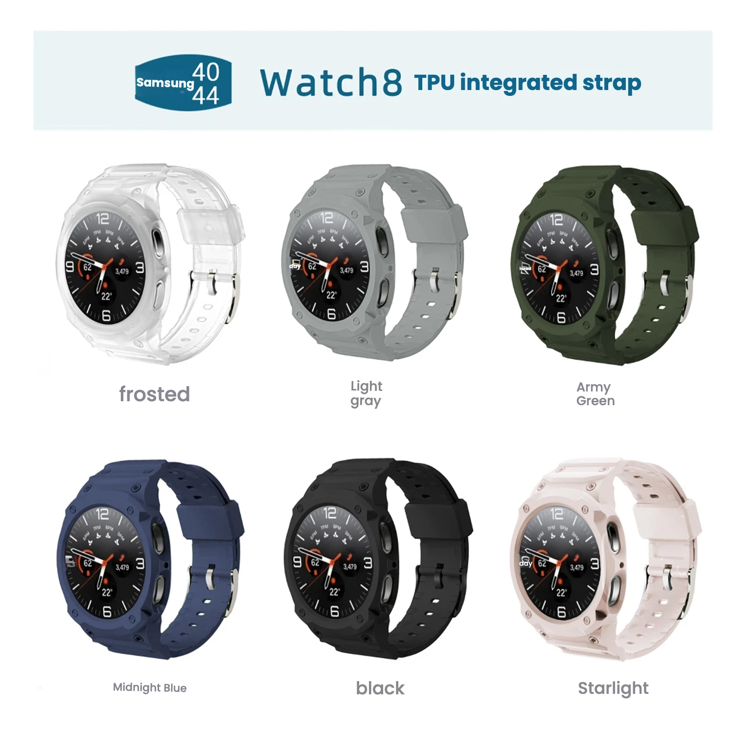 

Silicone Strap Case For Samsung Galaxy Watch 8 40mm 44mm Samsung Galaxy Watch 8 TPU Protect Cover Smart watch strap accessories