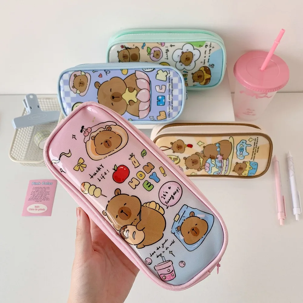 New Cartoon Capybara Pencil Case Large Capacity Multifunctional Desktop Stationery Organizer Pouch Pencil Pouch