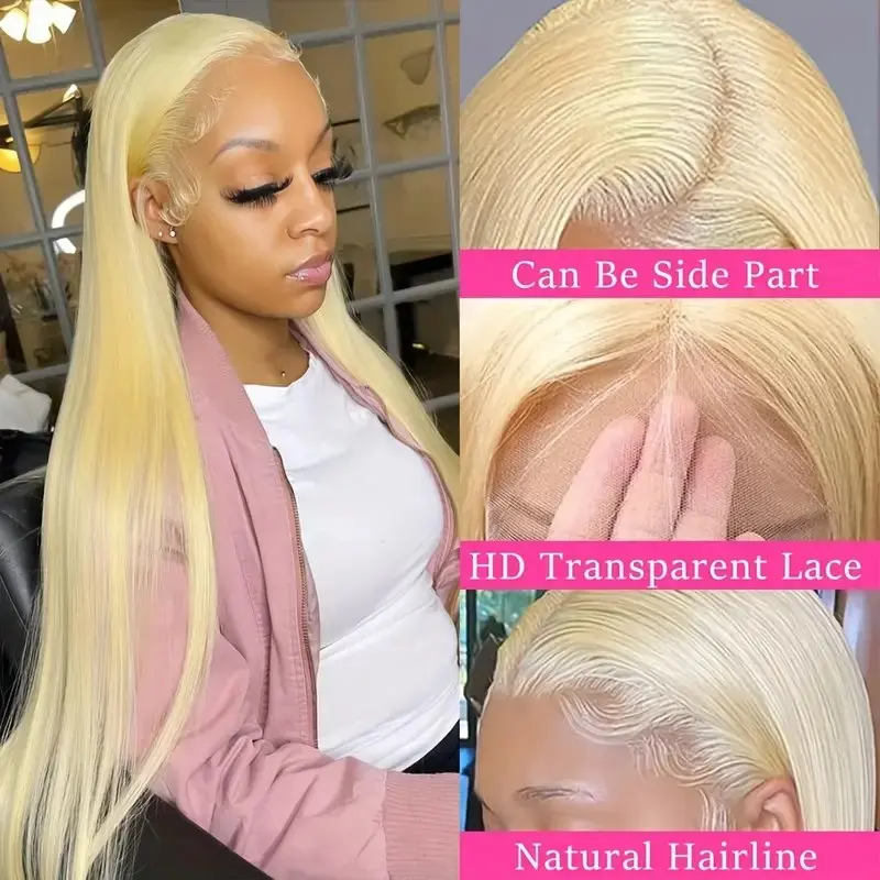 28 Inch 613 Blonde 13x4 HD Lace Frontal Wig 13x6 Front Human Hair Wig Straight 180% Transparent Pre-plucked Brazilian For Women