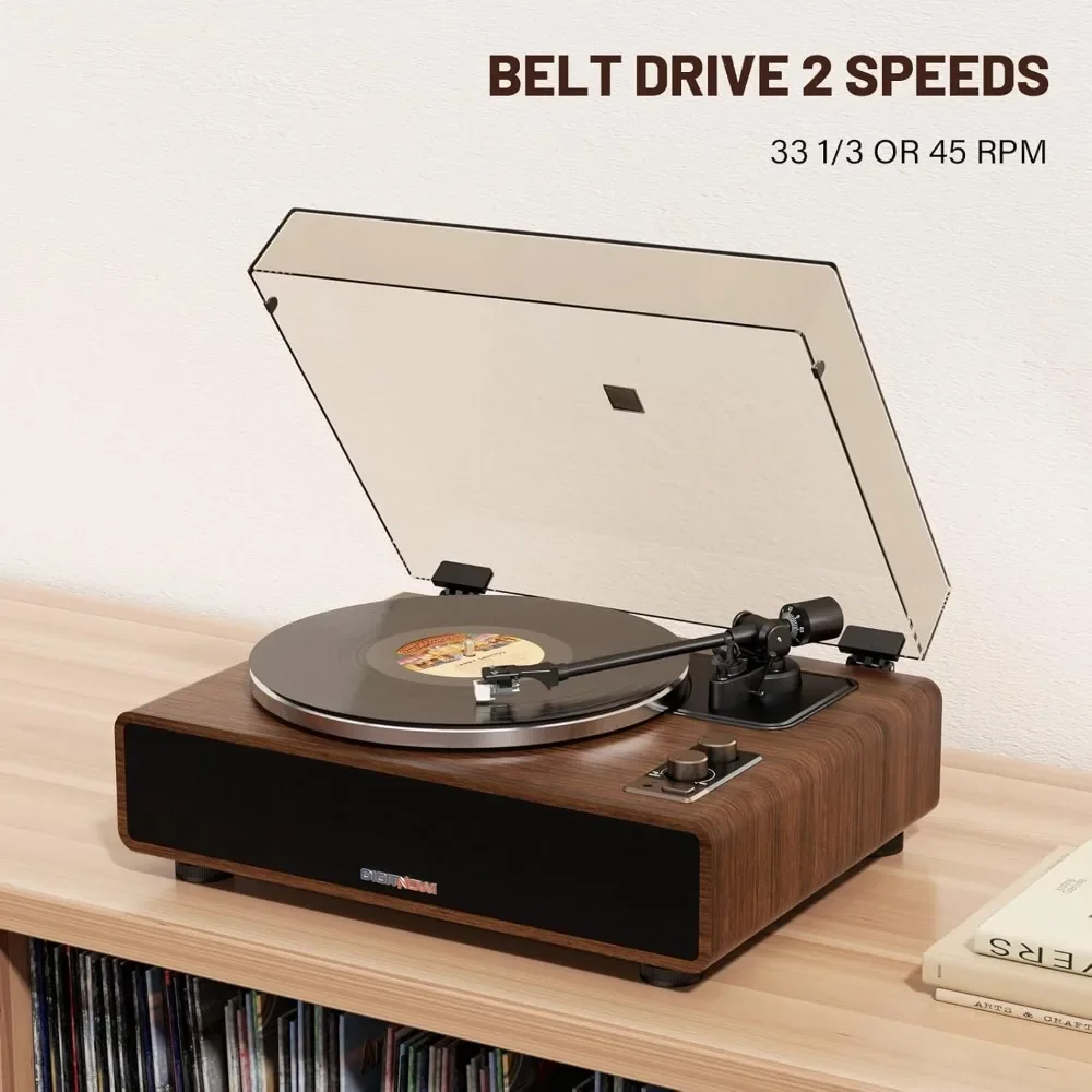 US Shipping Vinyl Record Player High Fidelity Belt Drive Turntable with Magnetic Cartridge Built-in Speakers Phono Preamp