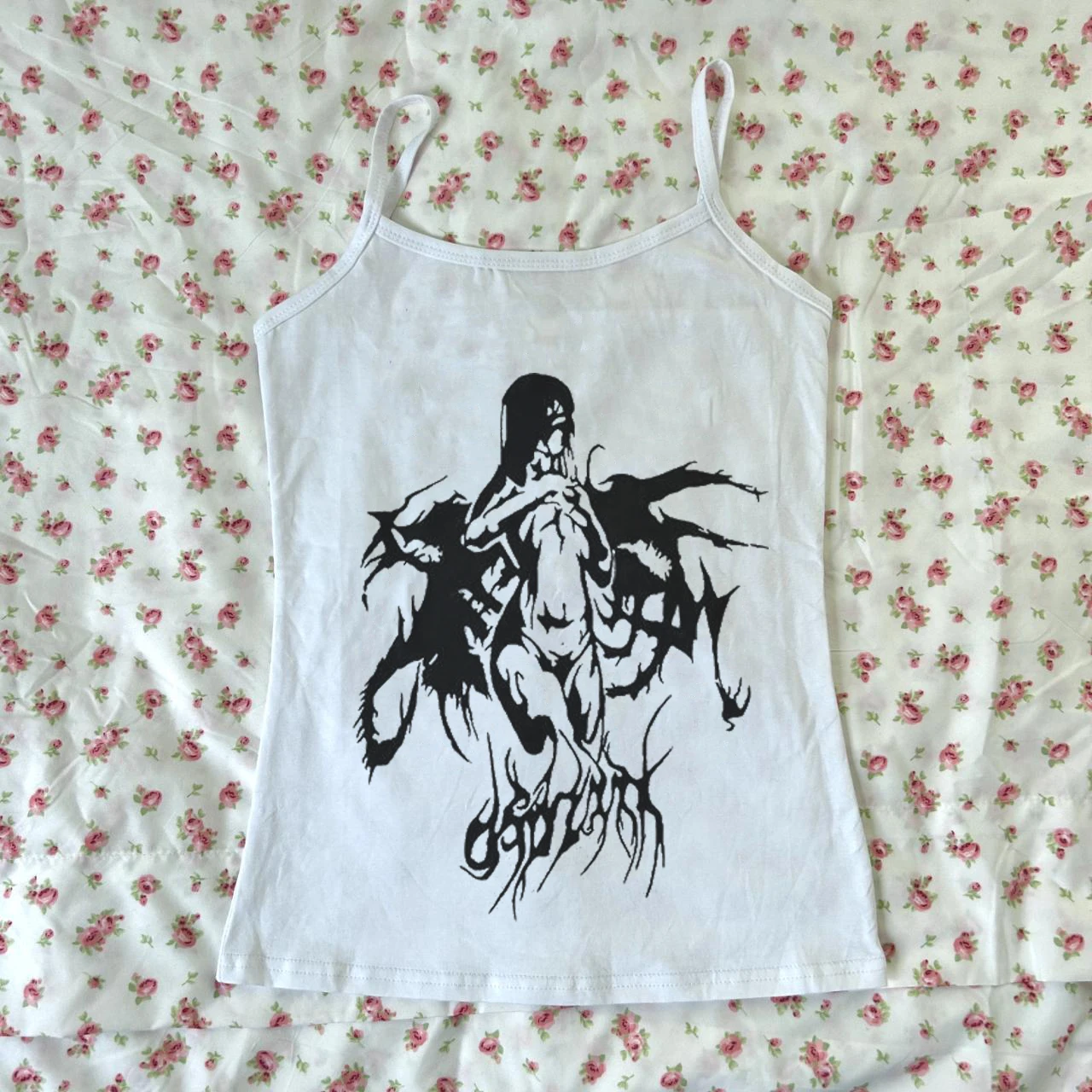 

Harajuku style Casual Top Graphic Vintage vest Y2k Goth Punk pattern EMO Girl leisure Grunge Streetwear Sling Sexys Clothes