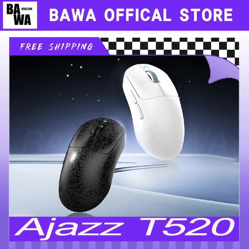 

Игровая мышь Ajazz T520, беспроводная, 3 режима Paw3395, углеродистая пайка, легкая офисная мышь для киберспорта, индивидуальный аксессуар, Fps Gamer