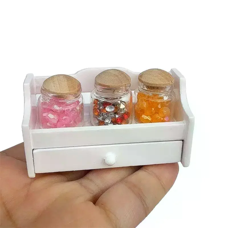 1 Set Miniatuur Keuken Decoratie 1/12 Poppenhuis Mini Pot Rack Opbergrek Met Pot Poppenhuis Scène Decor Accessoires