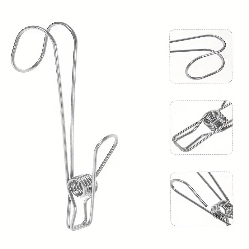 45 pcs Long Tail Clasp Hooks, Balcony Small Item Drying, No Drilling Required, Windproof Anti-Slip, Multipurpose