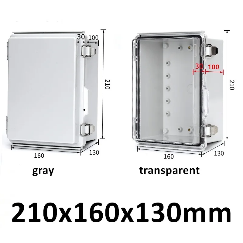 IP67 waterdichte ABS-aansluitdoos grijs transparant deksel buiten elektrische behuizing scharnierende behuizing voor elektronische instrumenten