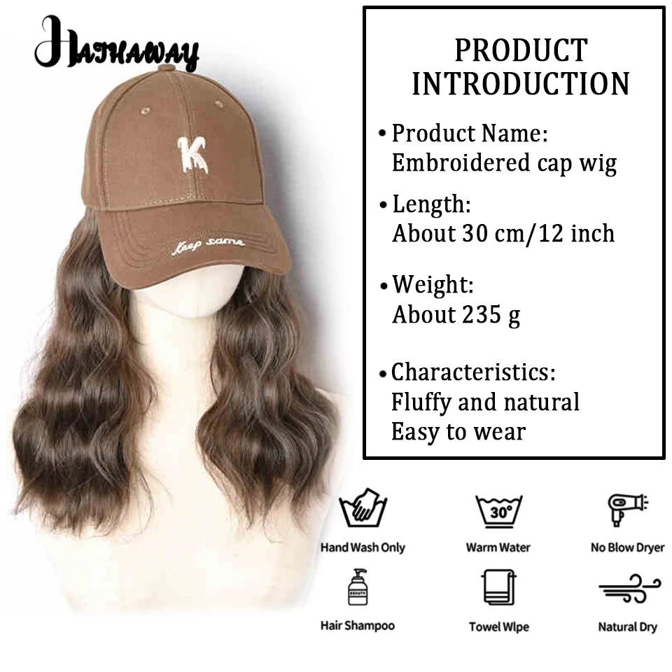 Hat Wig One Female Short Curly Hair Full Head Synthetic Adjustable Buckle Wave Shape Natural Wild Wool Roll Baseball Cap Cap Wig