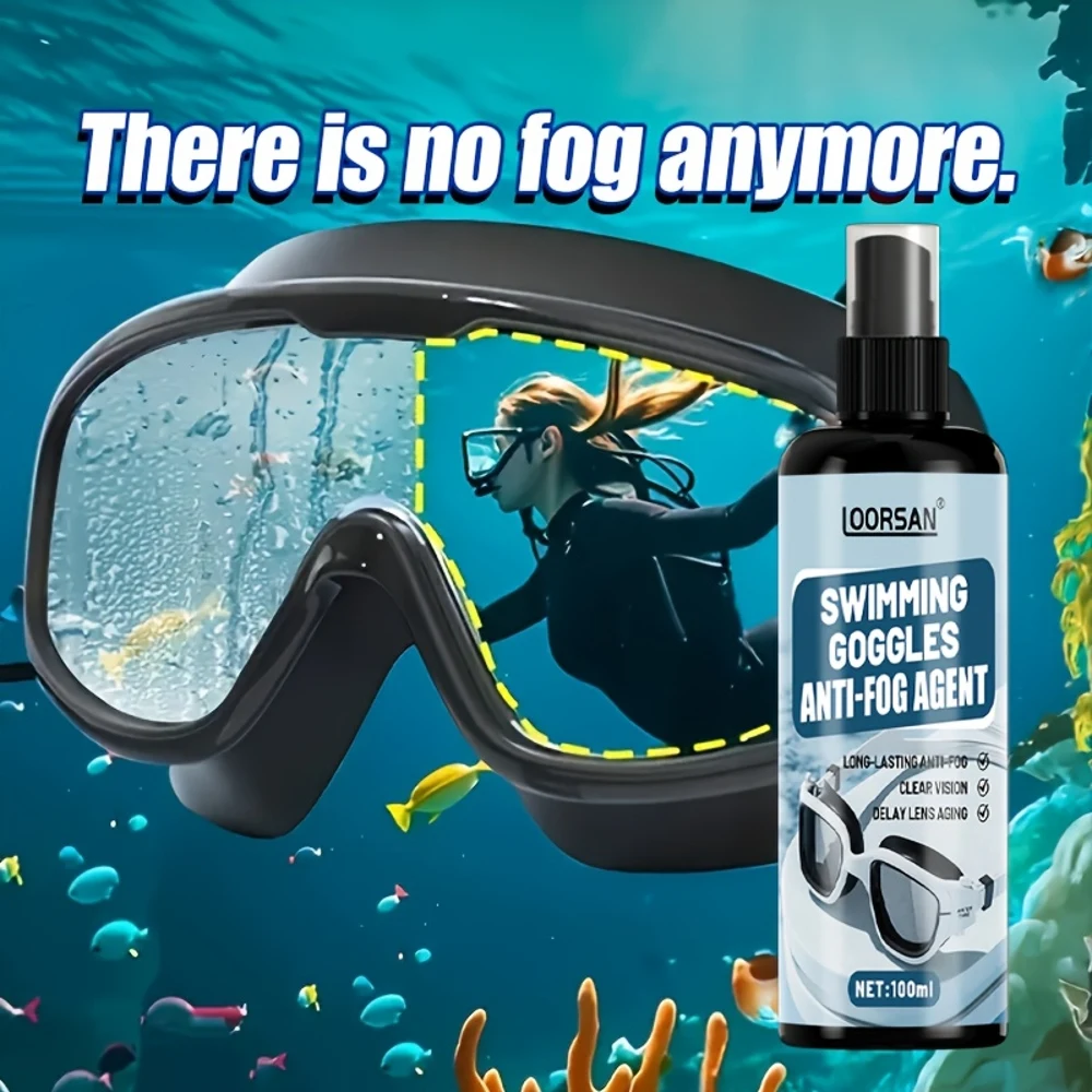 LOORSAN 100ML Goggles Anti-Fog Spray - Long Lasting Clarity, Fog Prevention for Swimming, Diving - Safe for Contacts, Athletes