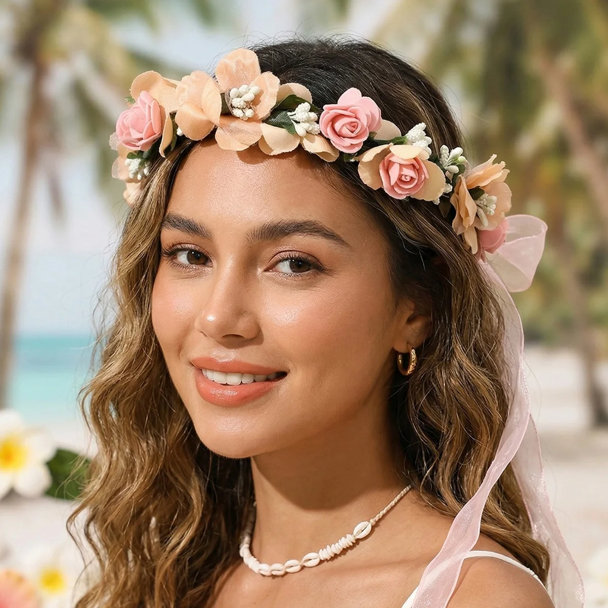 Flower Hair Vine in Beach Wedding Women Hair Jewelry Headbands Accessory for Bridal Bridesmaid Halloween Decoration Gifts