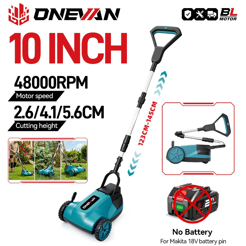 ONEVAN 5000W Brushless Electric Lawn Mower Cordless Handheld Angle Grass Trimmer Garden Cutter Power Tool For Makita Battery Pin