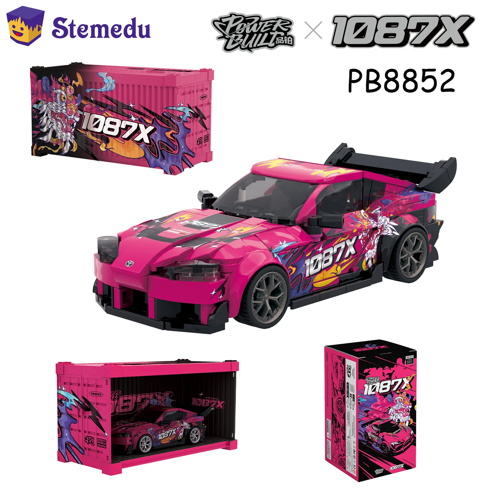 

PB Technical 1087X Drift Racing Supercar Speed Car Champion Building Blocks Kit with Display Box Vehicle Toys Gift for Kid Adult