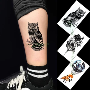 Waterproof Temporary Tattoo Sticker owl fox planet flower butterfly small art tatto flash tatoo fake tattoos for women men kid