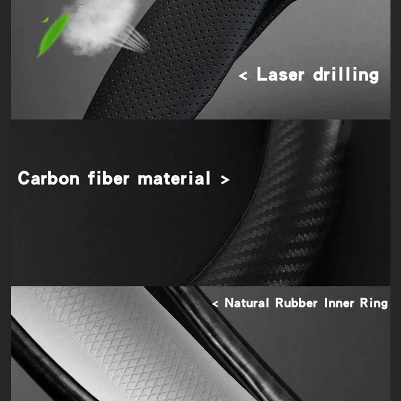 Universal Car Steering Wheel Cover Carbon Fiber Leather Three-dimensional Anti Slip, Timple And Fashionable Car Accessories image 3