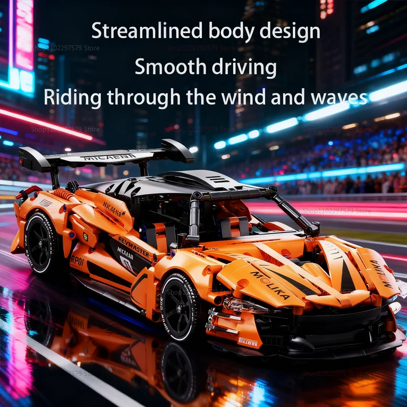 جديد 1200 قطعة 1:14 مقياس سباق السيارات عدة RS12 الميكانيكية سيارة رياضية اللبنات مجموعة للبالغين والأطفال هدية تحصيل نموذج #2