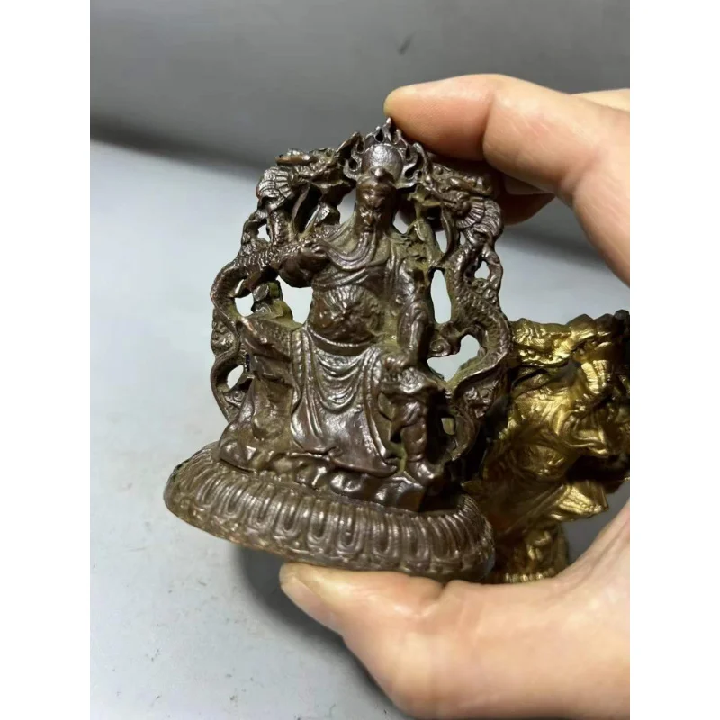 Antique Pure Copper Pulp Double-Sided Guan Gong Modeling Ornaments Double-Sided Guan Gong Home Decorative Crafts Small Ornaments