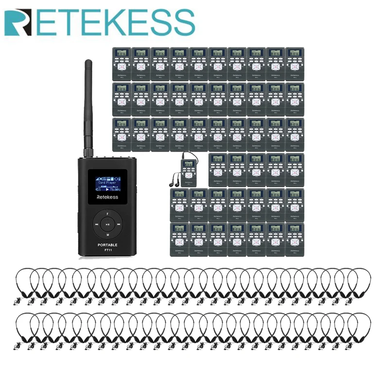 Retekess 1pc FM Transmitter FT11 50pc FM Radio Receiver PR13 Voice Transmission System For Meeting Simultaneous Interpretation