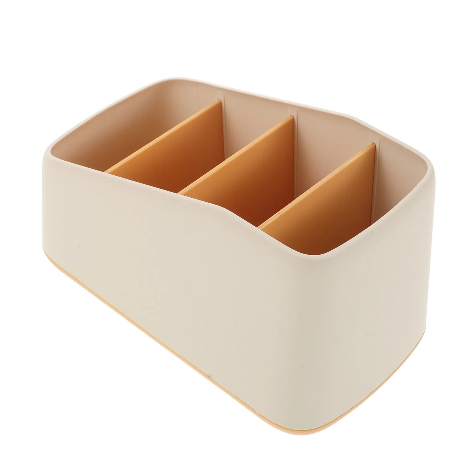 

1pc Remote Control Storage Box Yellow Plastic Tidy Basket Desktop Household Cosmetics Organizer Makeup Brush Storage