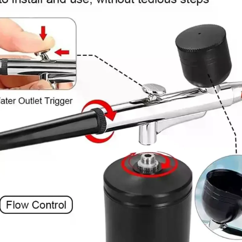 Portable Handheld Airbrush 0.3mm Fine Nozzle Professional Spray Gun for Nail Art Car Painting Makeup Tattoo Use