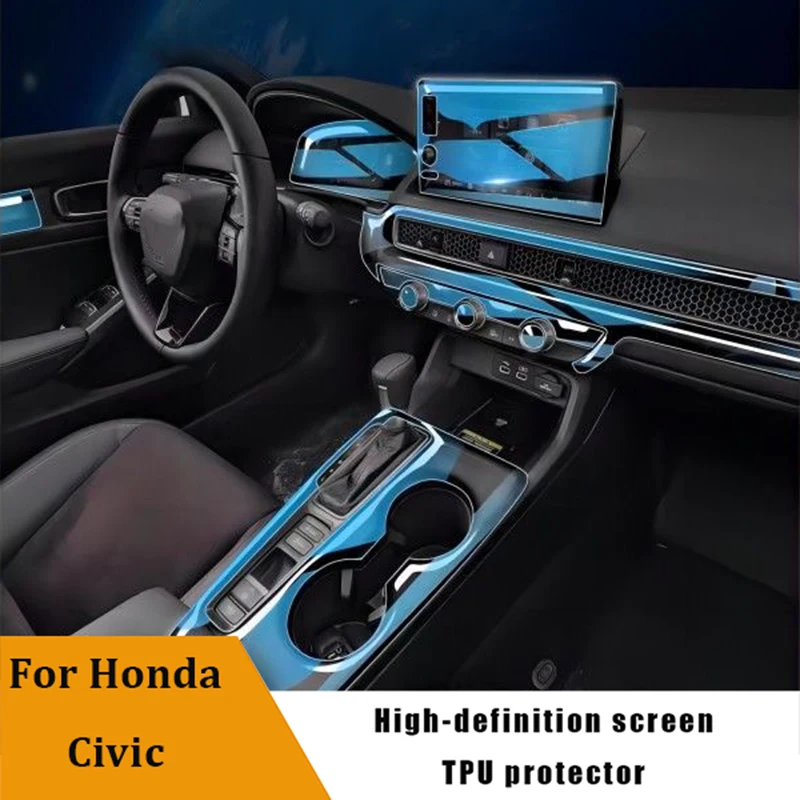 For Honda Civic 11 Generation Car Interior Door Center Console Media Dashboard Navigation TPU Anti-scratch Protector Film