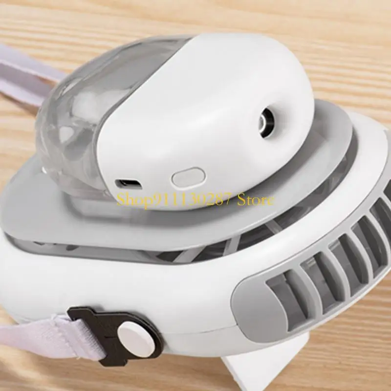 J1HC Super Mini ventilador cuello, ventilador portátil, niebla para viajes aire libre u oficina interior