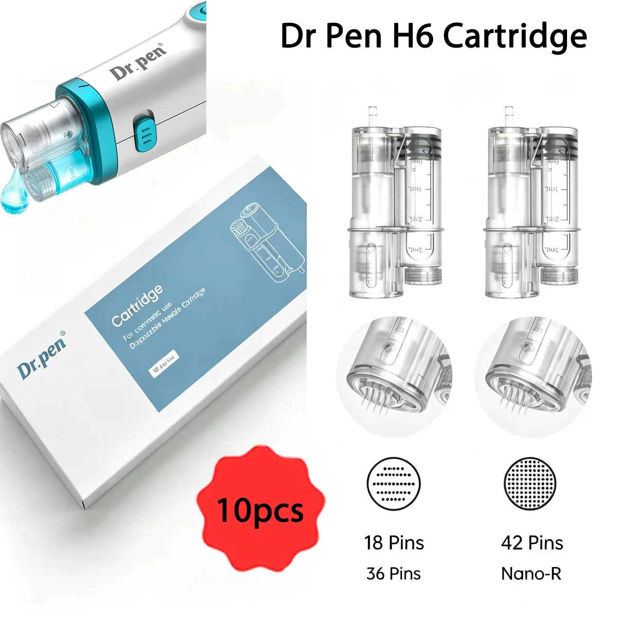 10pcs-dr-pen-h6-cartridges-anti-backflow-derma-pen-micro-needle-cartridge-18pins-36pins-42pins-nano-needles-length-025mm
