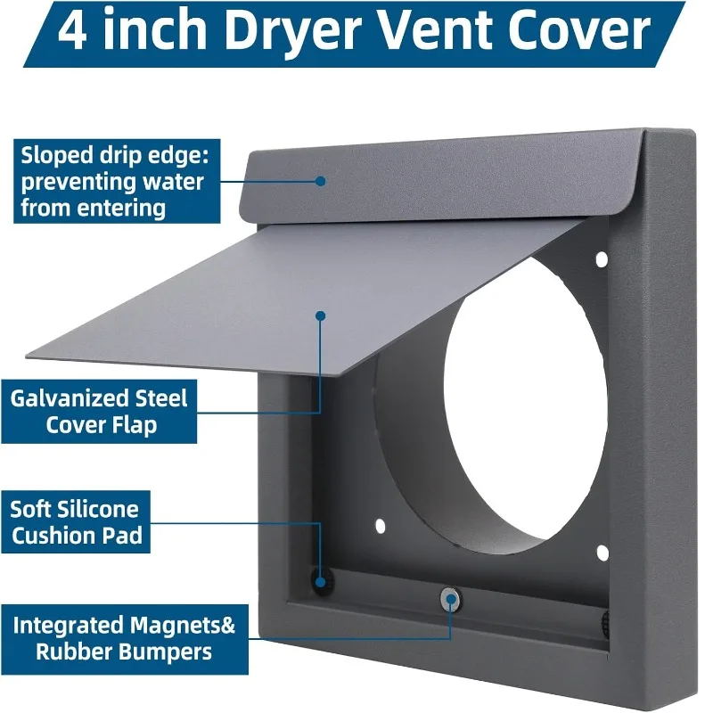 4 Inch Dryer Vent Cover External Wall Air Outlet Cap Household Clothes Dryer Ventilation Exhaust Cover For Home Installation