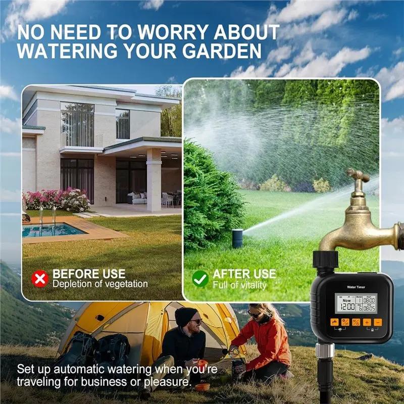 AB41-For Outdoor Garden Irrigation System Sprinkleler Timer With Quick-Connect Fitting Rain Sensing Control