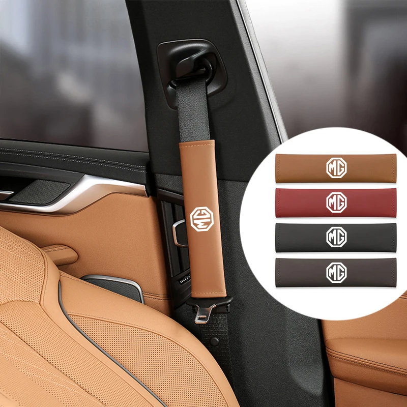 Multicolor Leather Car Seat Belt Shoulder Cover Pad For MG4 EV MG5 MG ZS MG HS MG6 MG Cyberster Comfort Strap Protector Interior