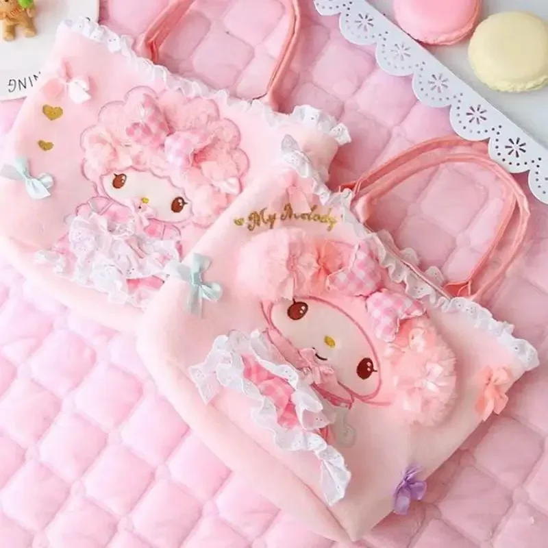 

Аниме Sanrios косметичка My Melody портативная кружевная сумка с бантом милая сумка-бенто хлопковая кавайная мультяшная сумка для мусора детская сумка
