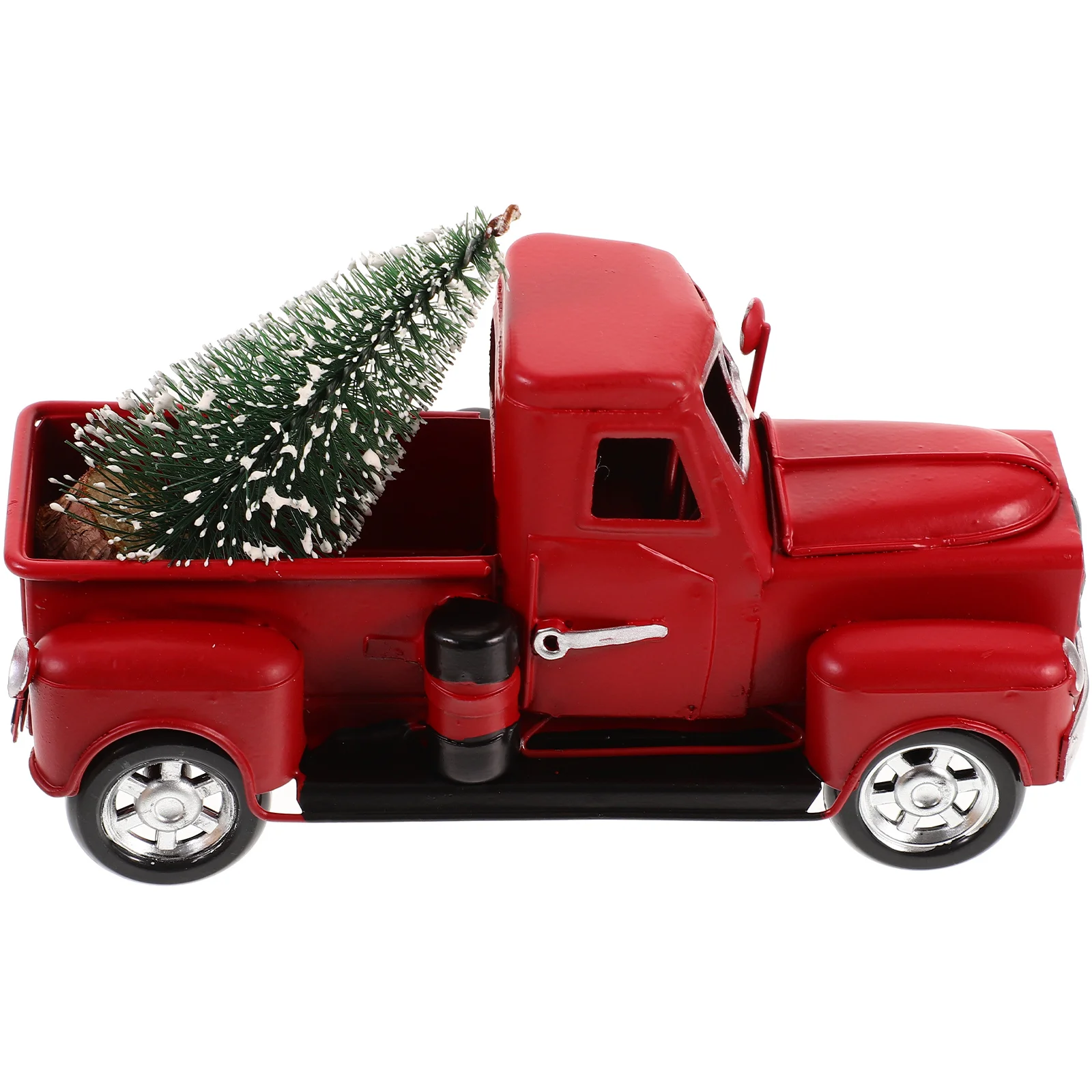 

Die Cast Toy Truck Retro Red Decor Vintage Figurine Christmas Mini Tree Car Model Decoration Classic