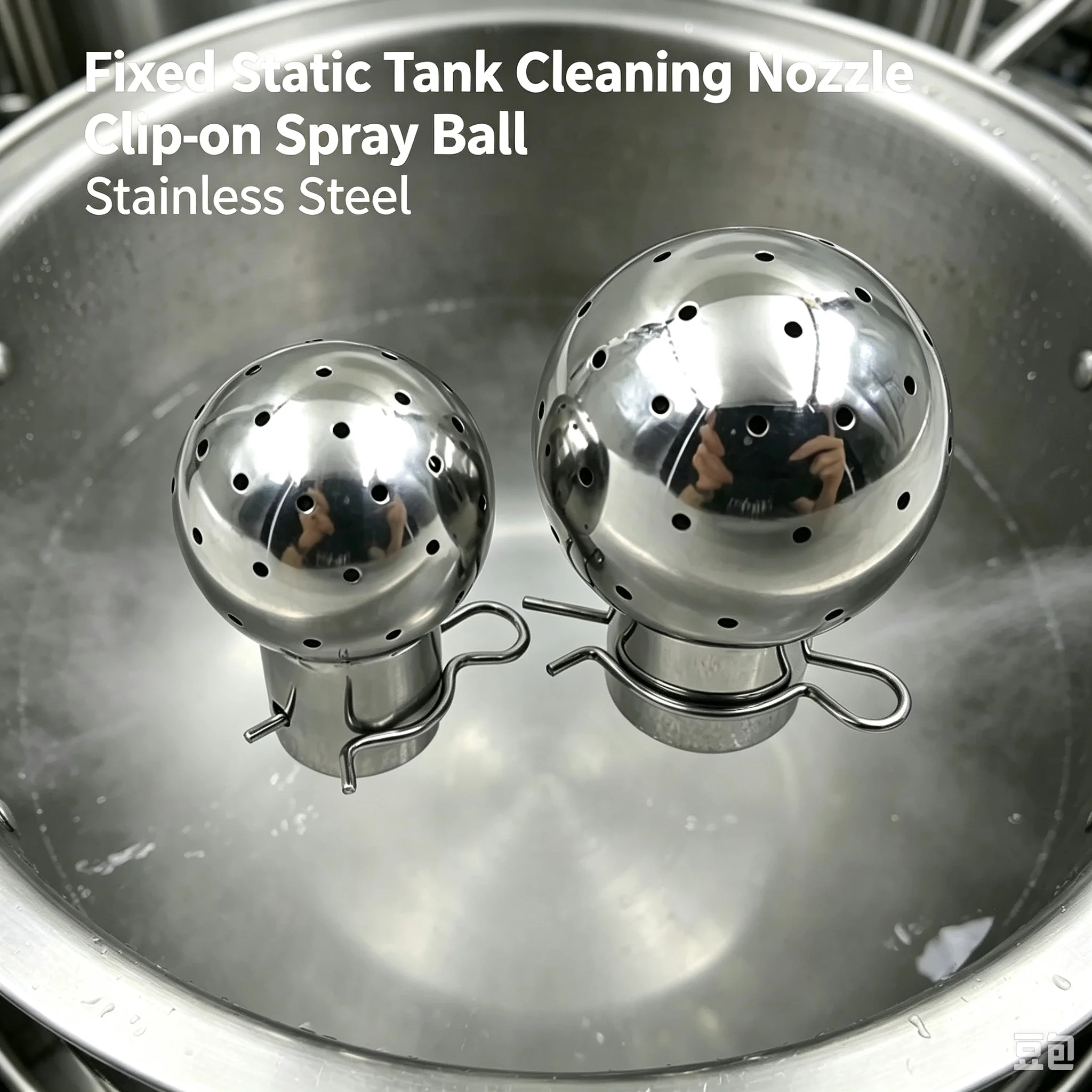Premium Fixed Static Tank Cleaning Nozzle, Clip‑on Stainless Steel Spray Ball for Industrial Tank Washing Work