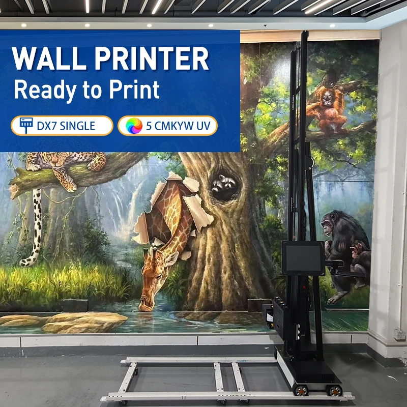 

Indoor Outdoor Advertistment UV Inkjet CMYKW DX7 Single Head Wall Printing Painting Machine