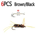 6pcs Brown Black