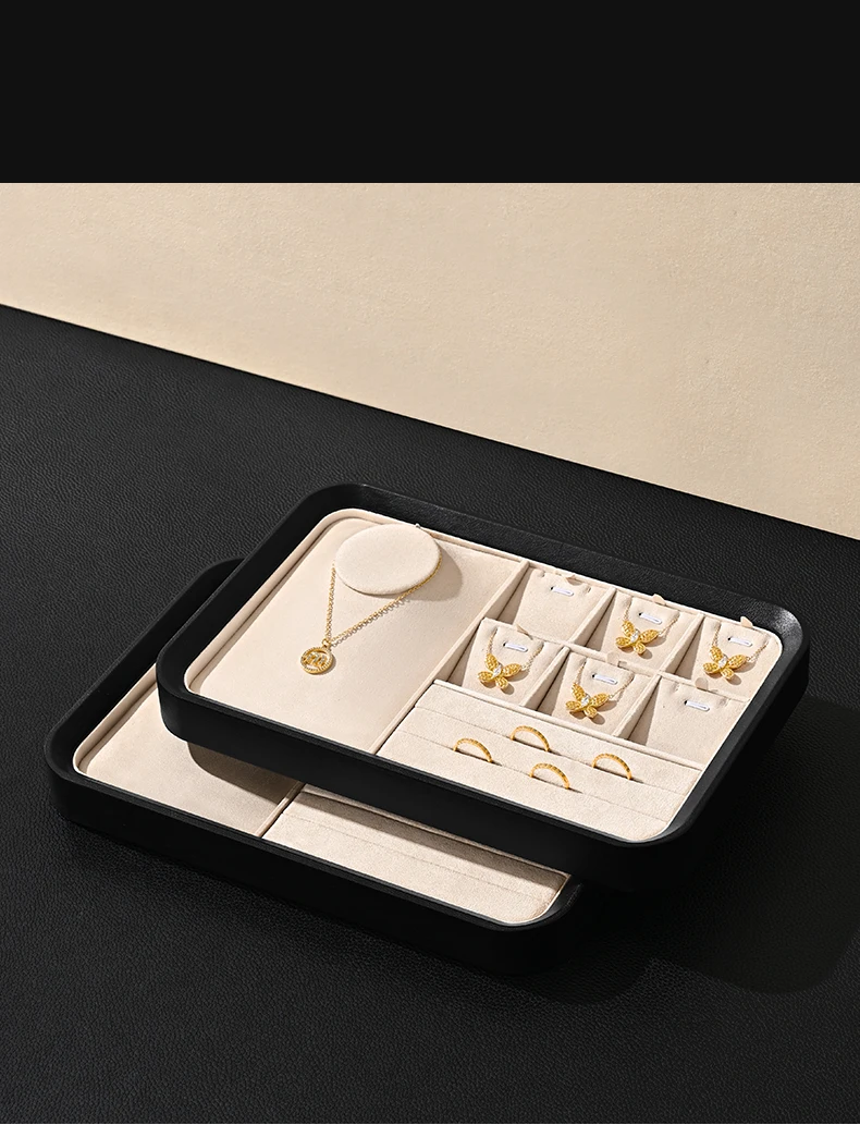 Oirlv Hochwertige Schmuck-Präsentationsplatten Schmuck-Ausstellungsvitrine für Halsketten Ringe Schmuck-Aufbewahrungsorganizer für Geschäfte – Detail 1