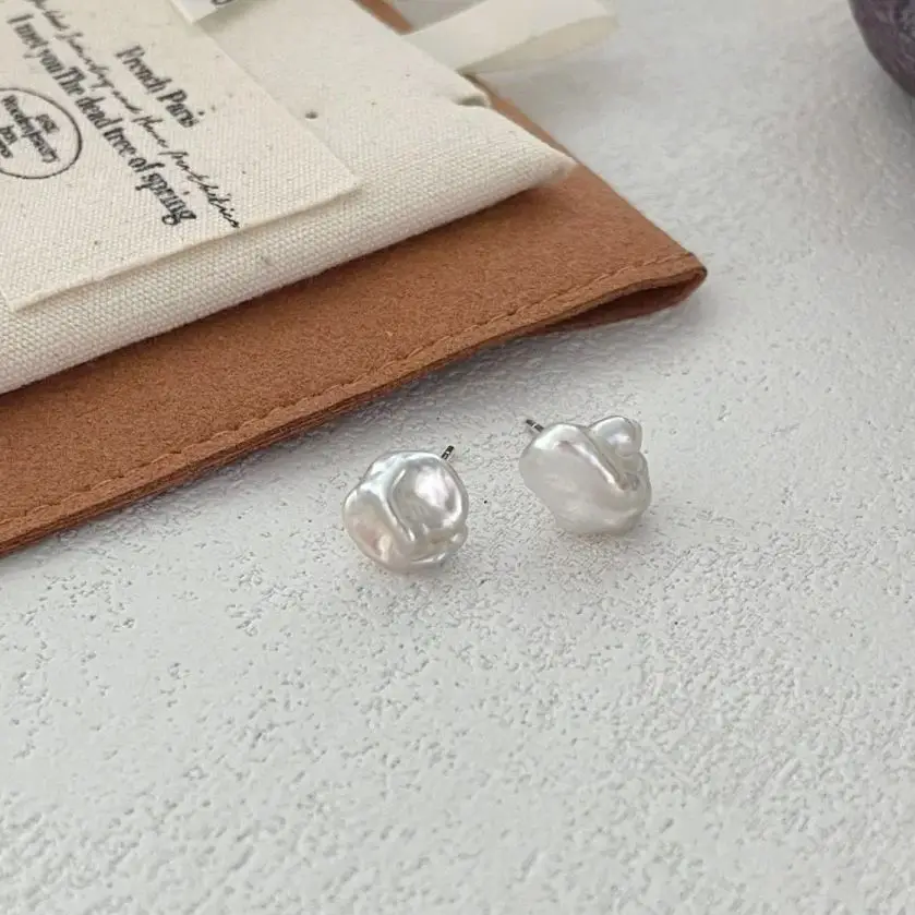 

Keshi Pearl Earring Stud 925 Silver Baroque Natural Freshwater Pearls Colorful Earrings Daily style Jewelry Gifts for Women