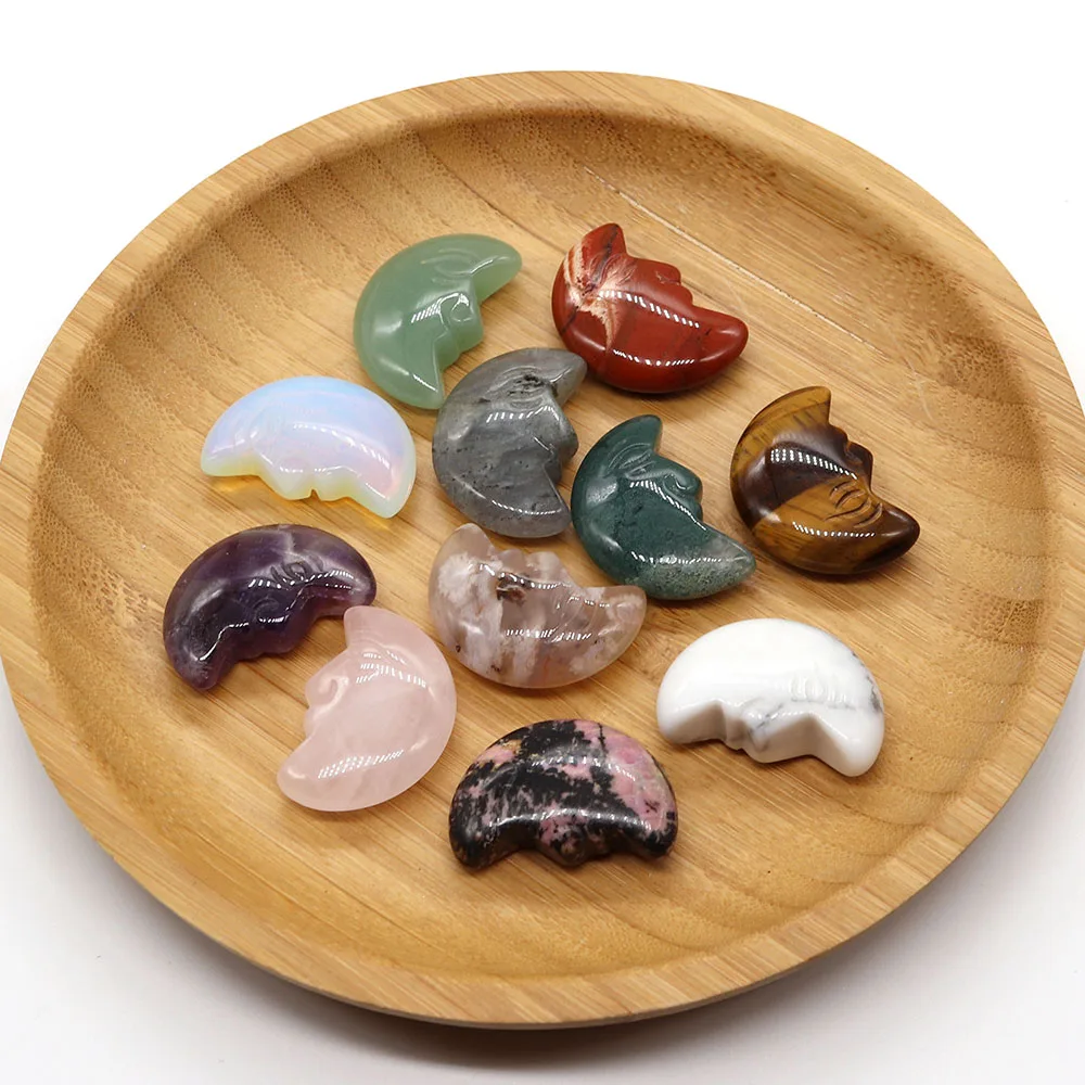 

1 Pcs 20*30mm No Hole Natural Stone Green Aventurine Red Stone Moon Shaped Loose Bead Handmade Jewelry Accessories Retail