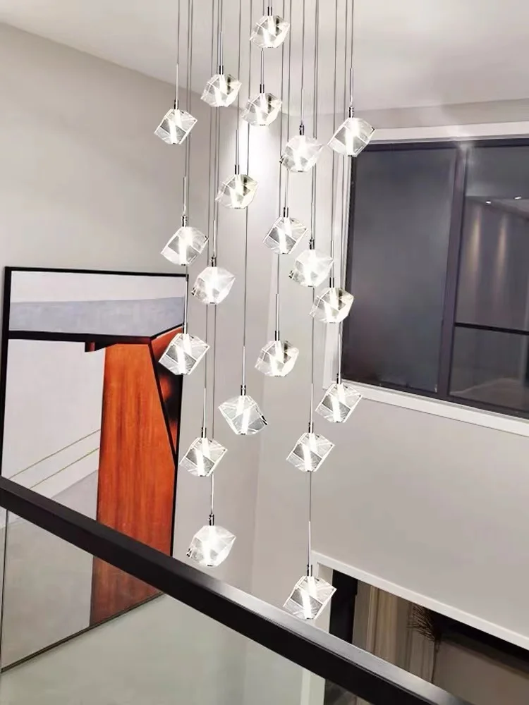 Plafonnier led en cristal K9 au design nordique moderne, éclairage d'intérieur, luminaire décoratif de plafond, idéal pour un loft, un salon, des escaliers ou une salle d'exposition