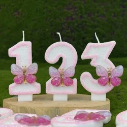 Vlinder Verjaardagskaarsen 0-9 Nummer Originele Verjaardagskaarsen Glitter Verjaardagskaars voor Jubileumvieringen