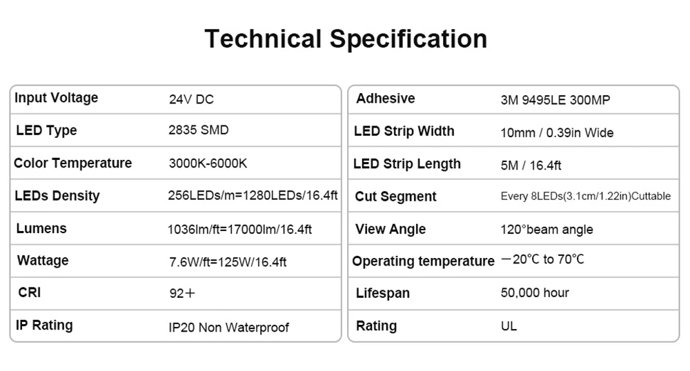 Hochleistungs-2835-LED-Streifenlicht, 256 LEDs/m, superhelles, flexibles LED-Band, 3000 K–6000 K, DC24 V, dimmbar, SMD2835-LED-Beleuchtung – Detail 7