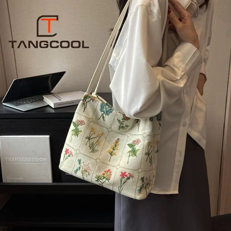 Bag for Women Embroidery Printed Tote Bag Women New Fashion Large Capacity Canvas Bag Shoulder Crossbody Bucket Bag