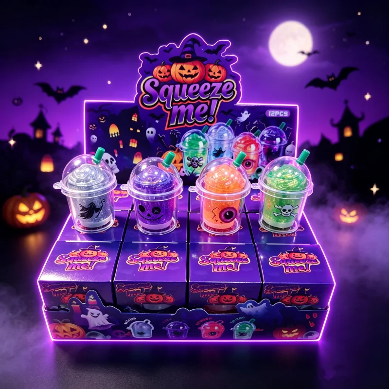 Halloween Drink Cup Squeeze Toy Coffee Cup Squishy Stress Slow Rising Decompression Sensory Toy Funny Halloween Gift