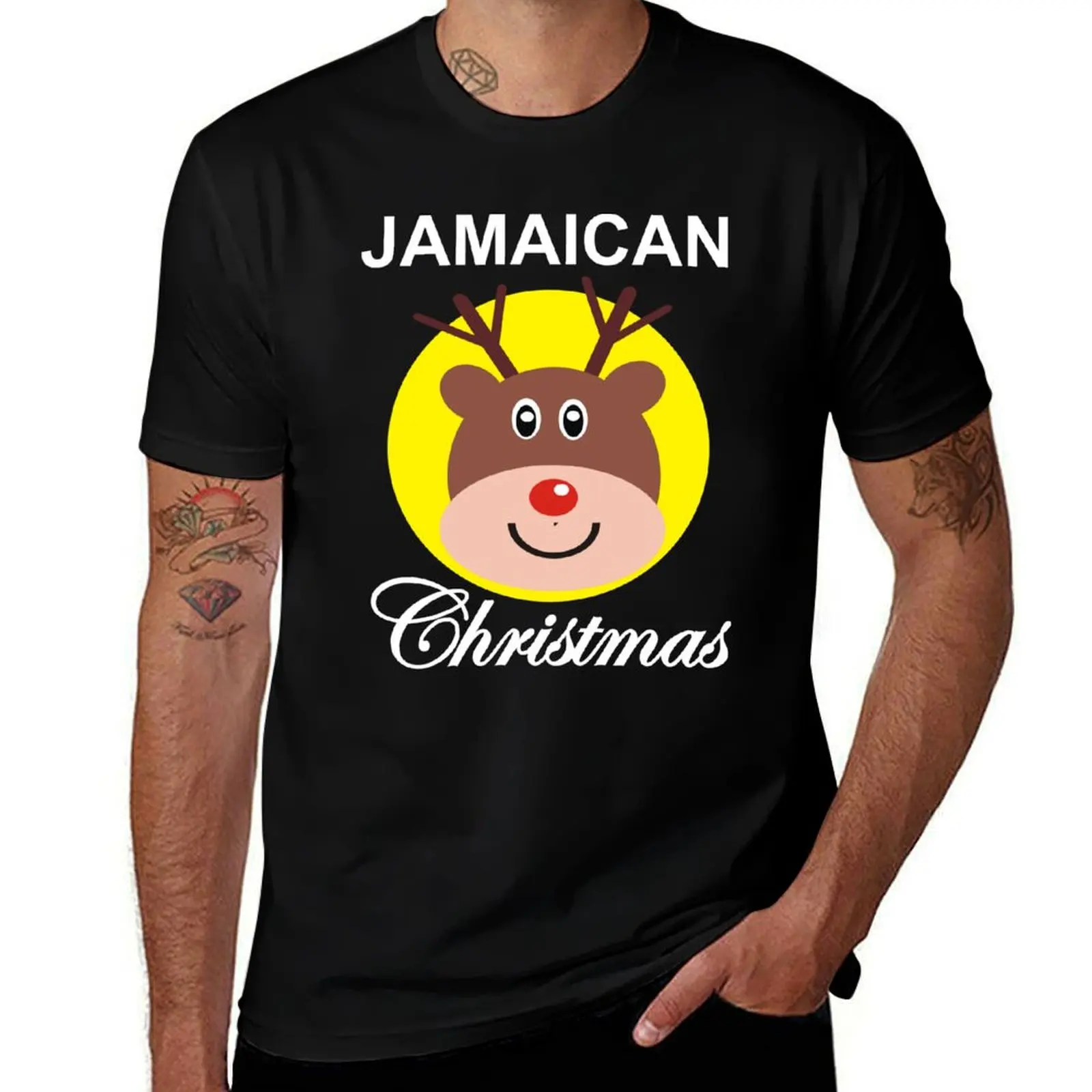 

Rudolph tshirt shirts Funny T-Shirt graphic Christmas mens man Jamaica t