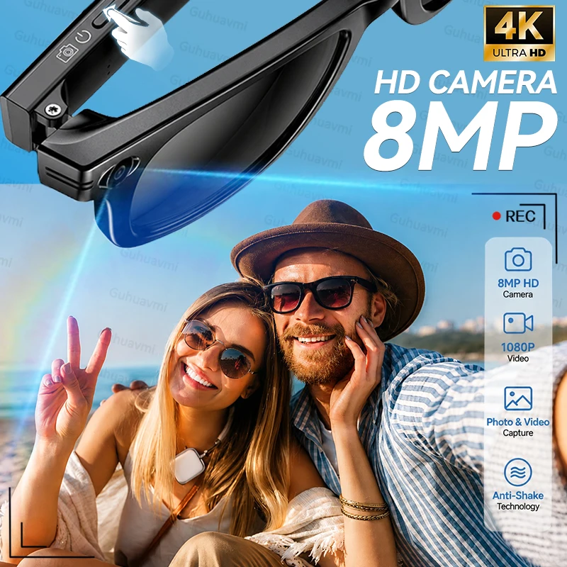 2026 Smart AI Glasses 800W Camera Video TR Tough Material Recorder Wireless Audio Headphones Waterproof Sport Glasses Men Women