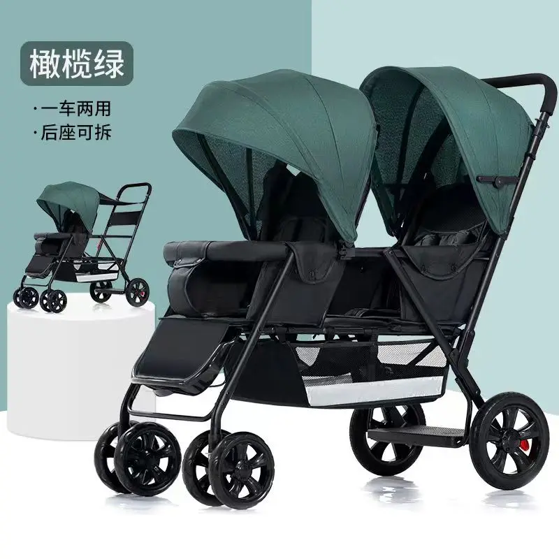 Twin baby strollers for front and back two twin sit-down portable folding baby strollers for children