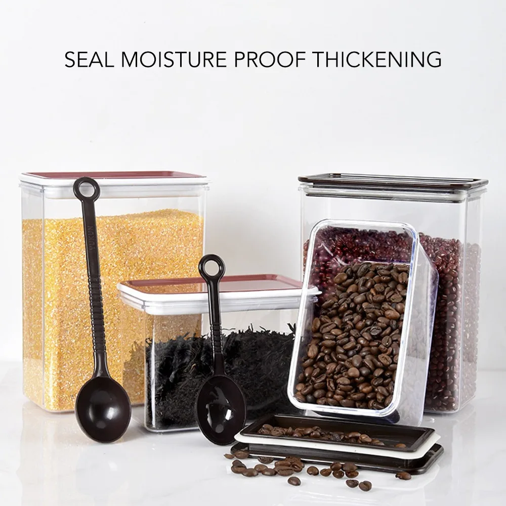 2PCS Durable pp Food Storage Container 500ml/1000ml Rectangular Cereal Container Sealed Container Home Kitchen