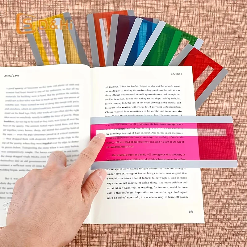 8Pcs Large Size Guided Reading Strips Highlight Overlays Multicolor Reading Tracking Rulers For Dyslexics Bookmarks