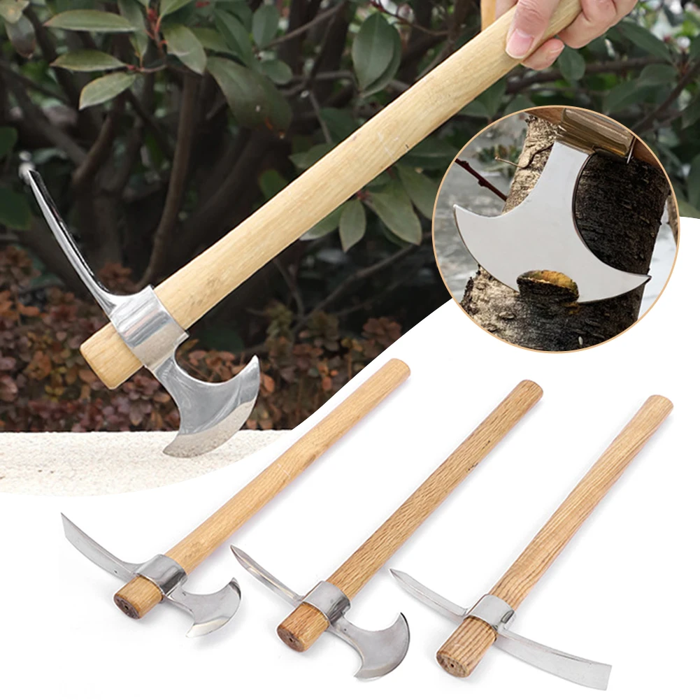 Stainless Pointed Picks Wooden Handle Double Headed Pointed Pickaxe For Digging Root Digging Clearing Tool For Gardening Work