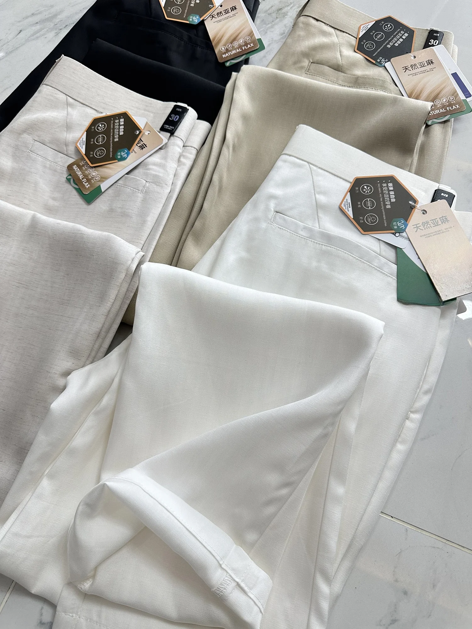 

Casual Straight Leg Men's Pants Linen Blend Comfortable Spring Summer Breathable Fashionable Commuting Long Trousers