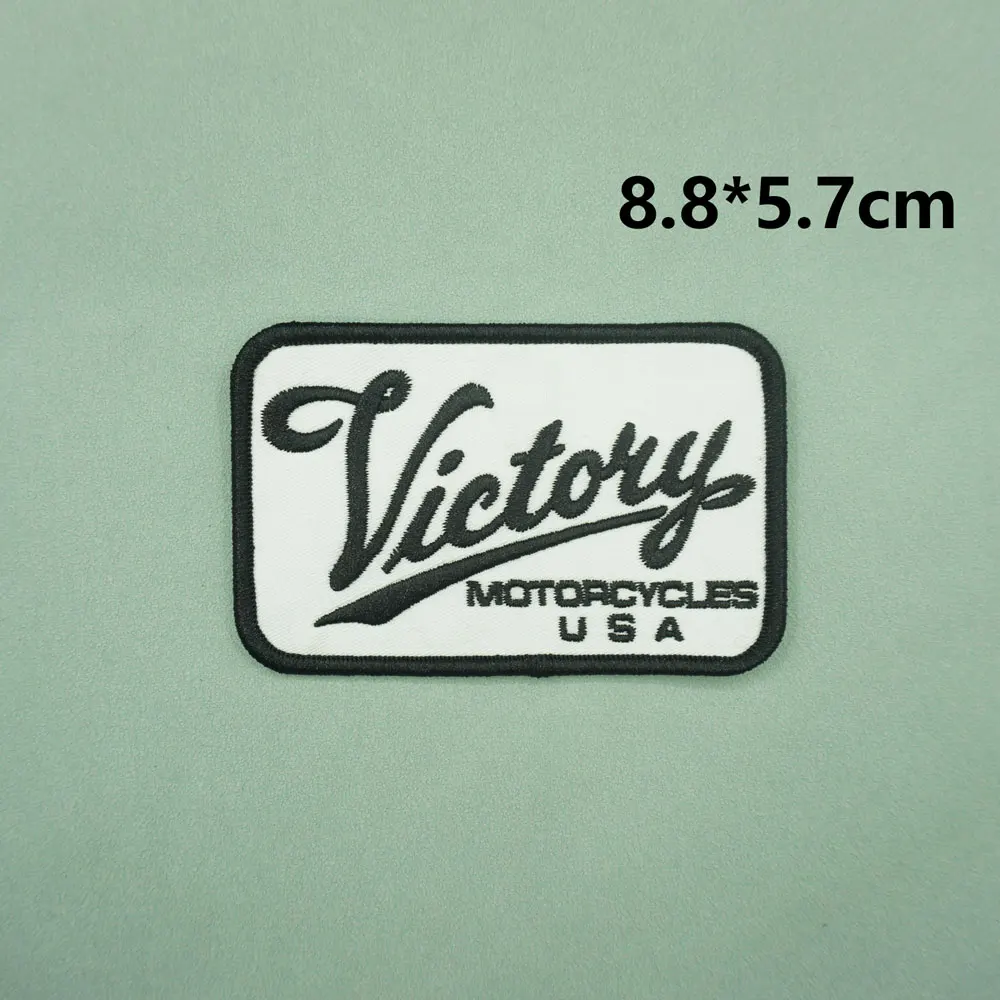 VICTIRY Motorcycle brand logo embroidered patches with sew on and hook backing