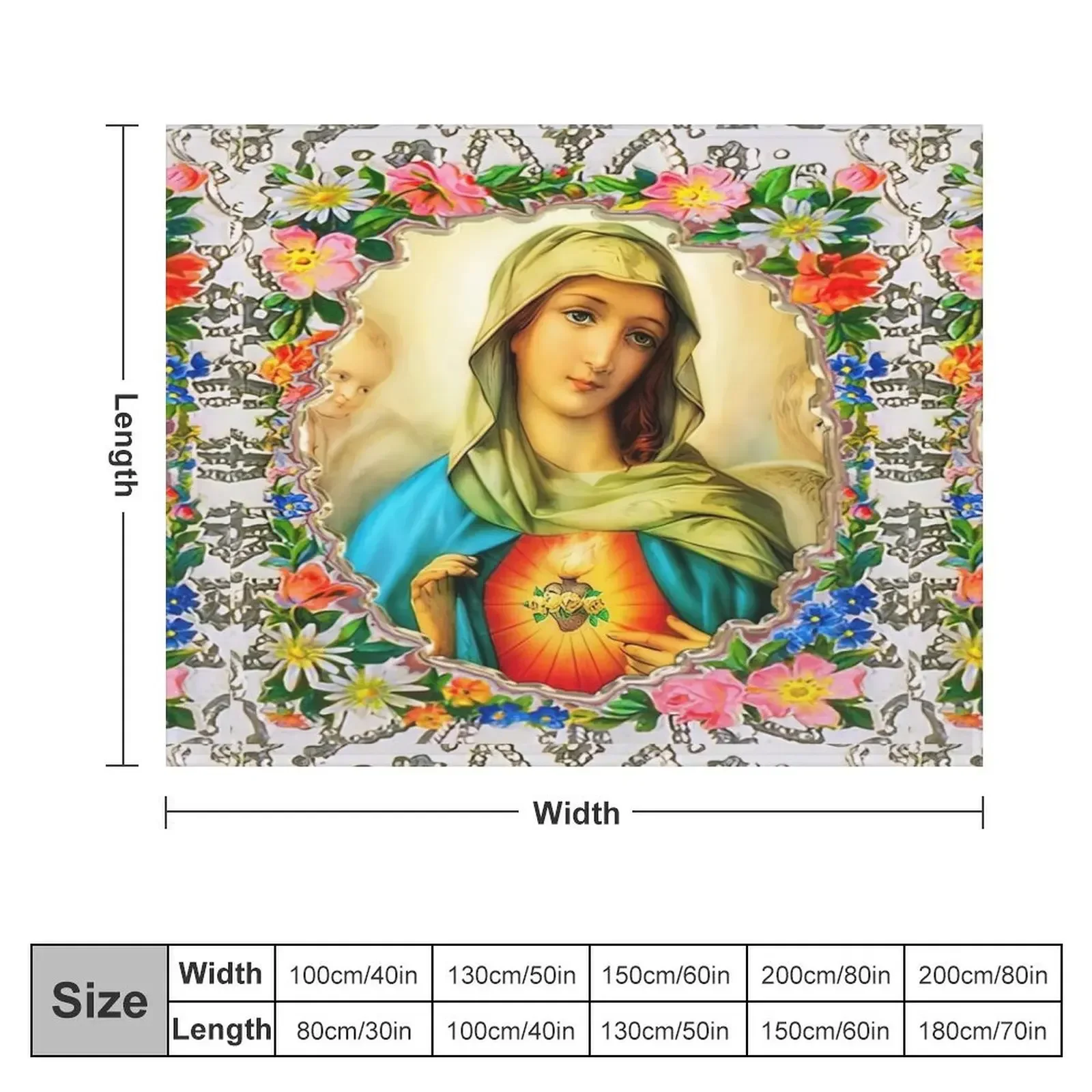 Immaculate Heart of Virgin Mary Catholic Saint A-101521 Throw Blanket Plush Heavy Blankets