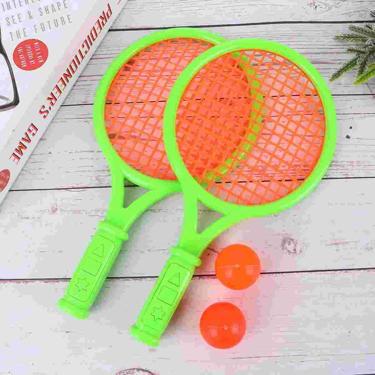 1 Pair of Children's Tennis Racket Kids Plastic Badminton Rackets Game Props for Kindergarten Primary School (Size S Random Colo